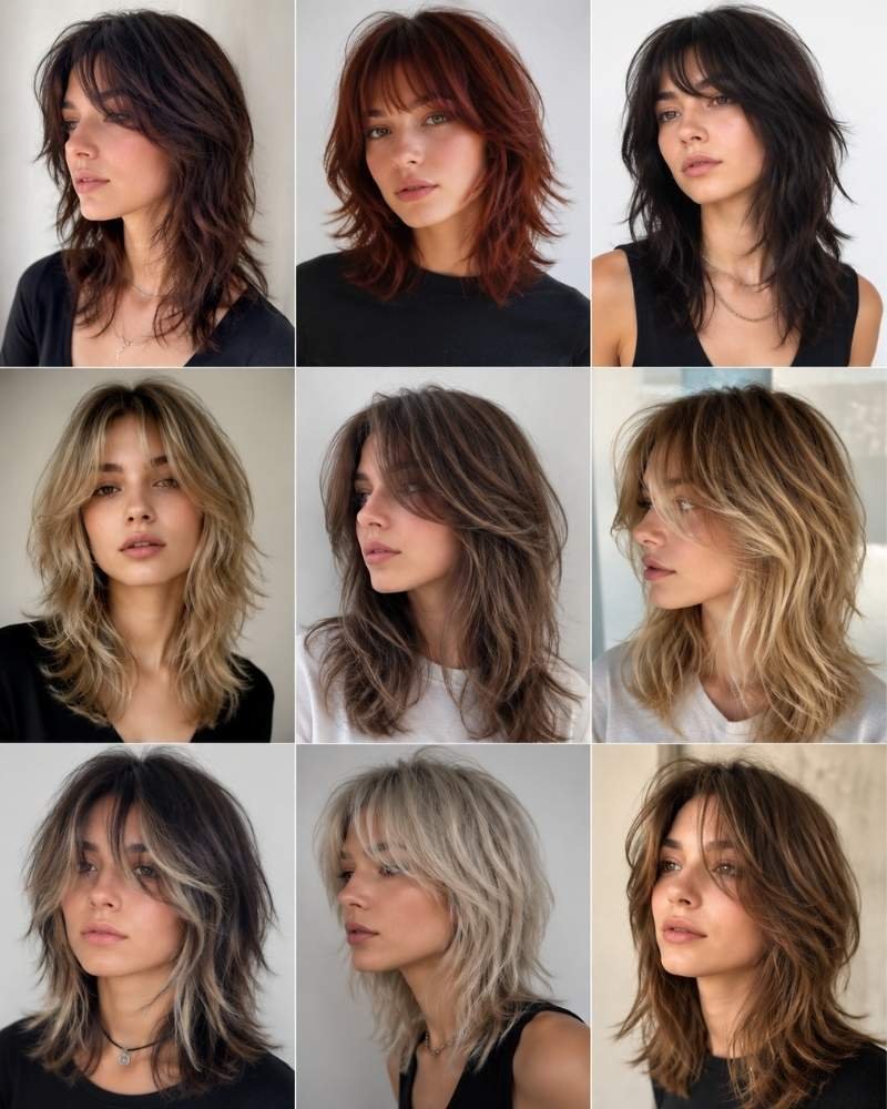 Wolf Cut with Curtain Bangs