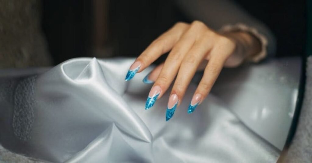 blue french tip nails