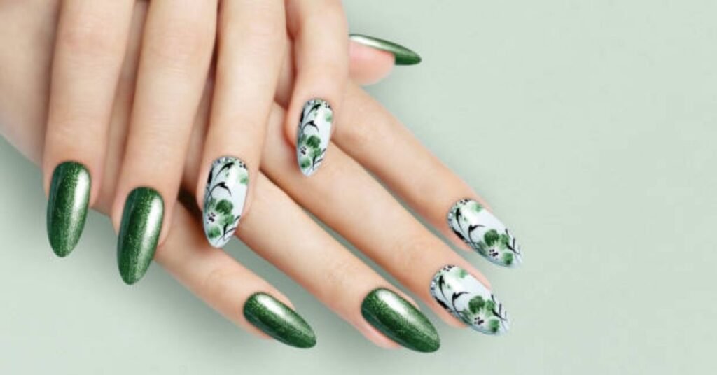 emerald green nail designs