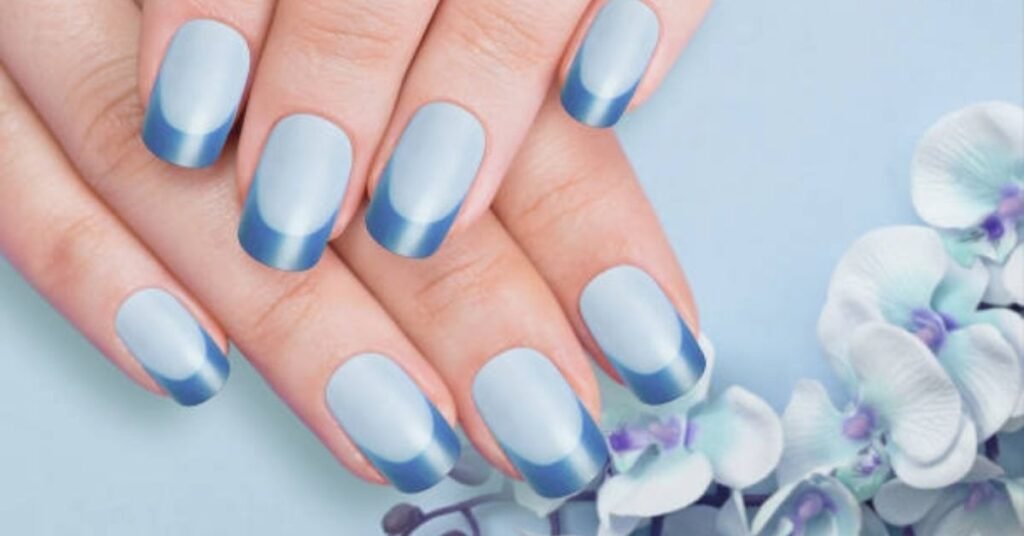 blue french tip nails