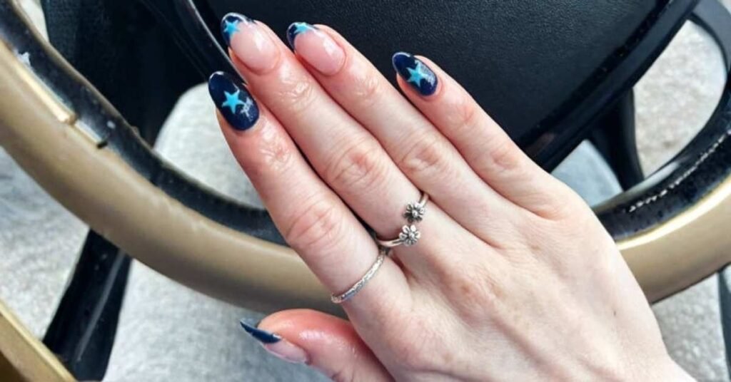 blue french tip nails