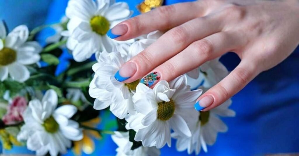 blue french tip nails