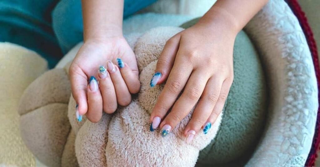 blue french tip nails