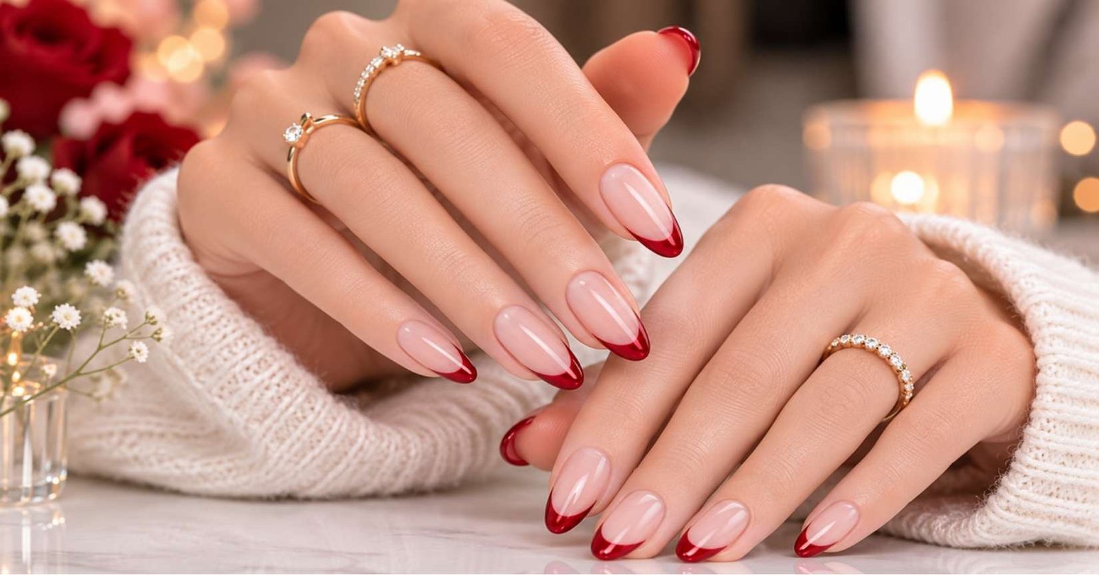 Red French Tip Nails