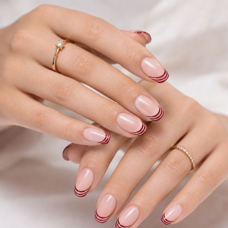 Red French Tip Nails