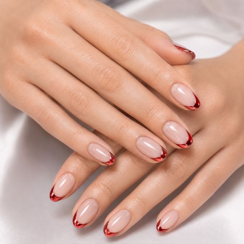 Red French Tip Nails
