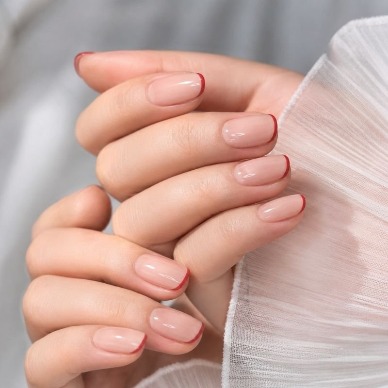 Red French Tip Nails
