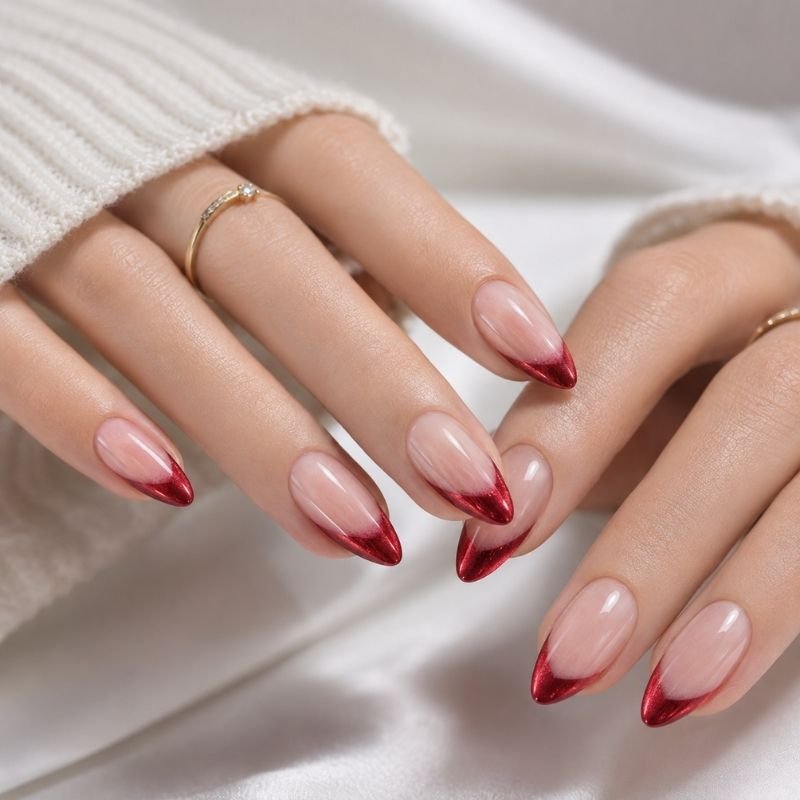 Red French Tip Nails